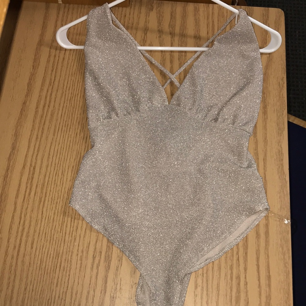 Charlotte Russe shimmer gold bodysuit